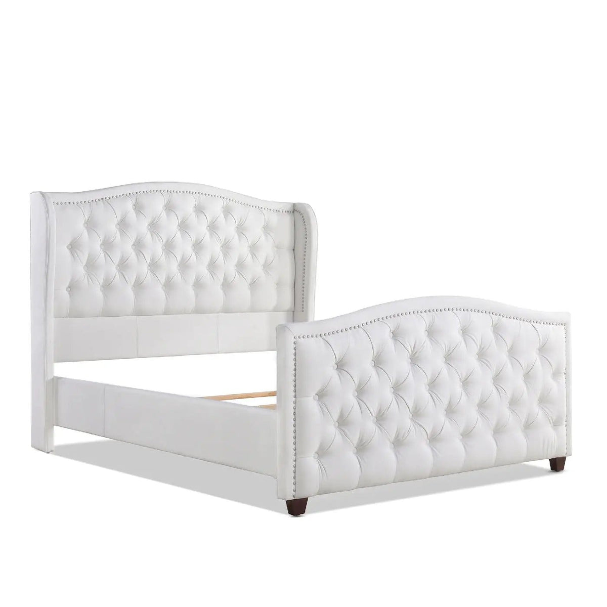 Marcella Upholstered Shelter Headboard Bed | 5 Pieces | Fabric & Iron | Bedroom