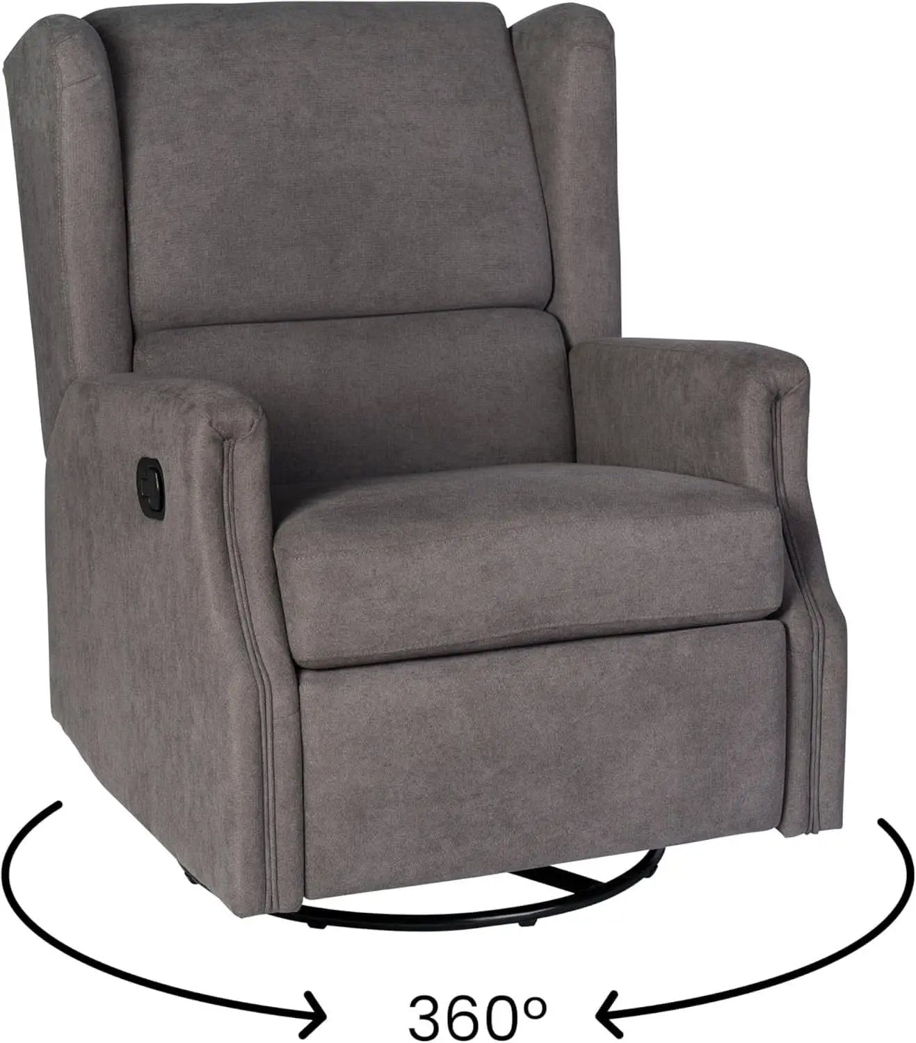 Omma Wingback Swivel Glider Recliner Dark Gray Upholstered from PriceLows™