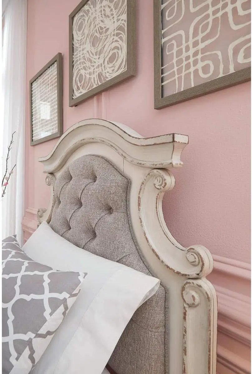 Vintage White Twin Upholstered Tufted Cottage Headboard from PriceLows™