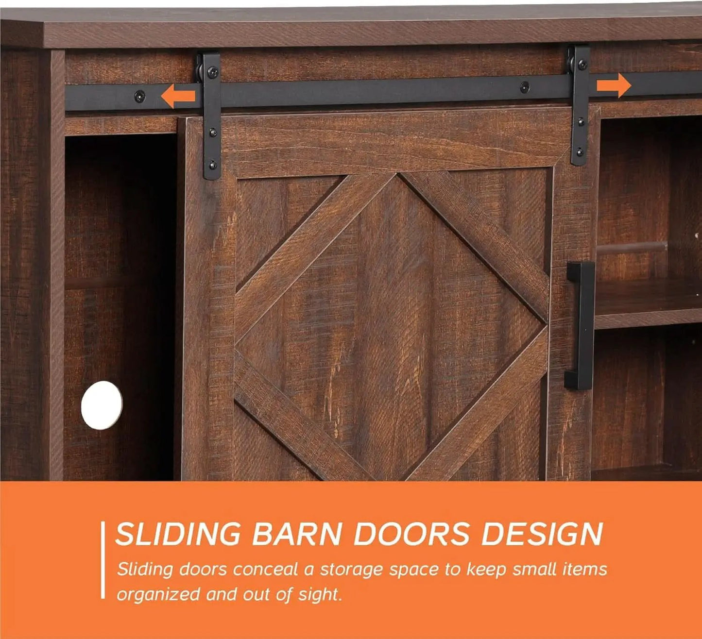 75 Inch Rustic Brown Barn Door TV Stand With Storage from PriceLows™