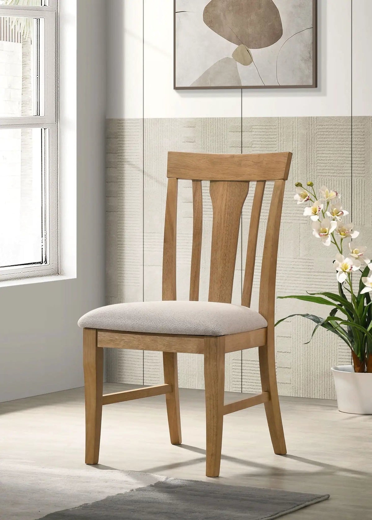 Hartville Dining Side Chair Natural Light Brown (Set of 2) | 20 x 22.75 x 39 in | Rubberwood & Engineered Wood | Dining Room