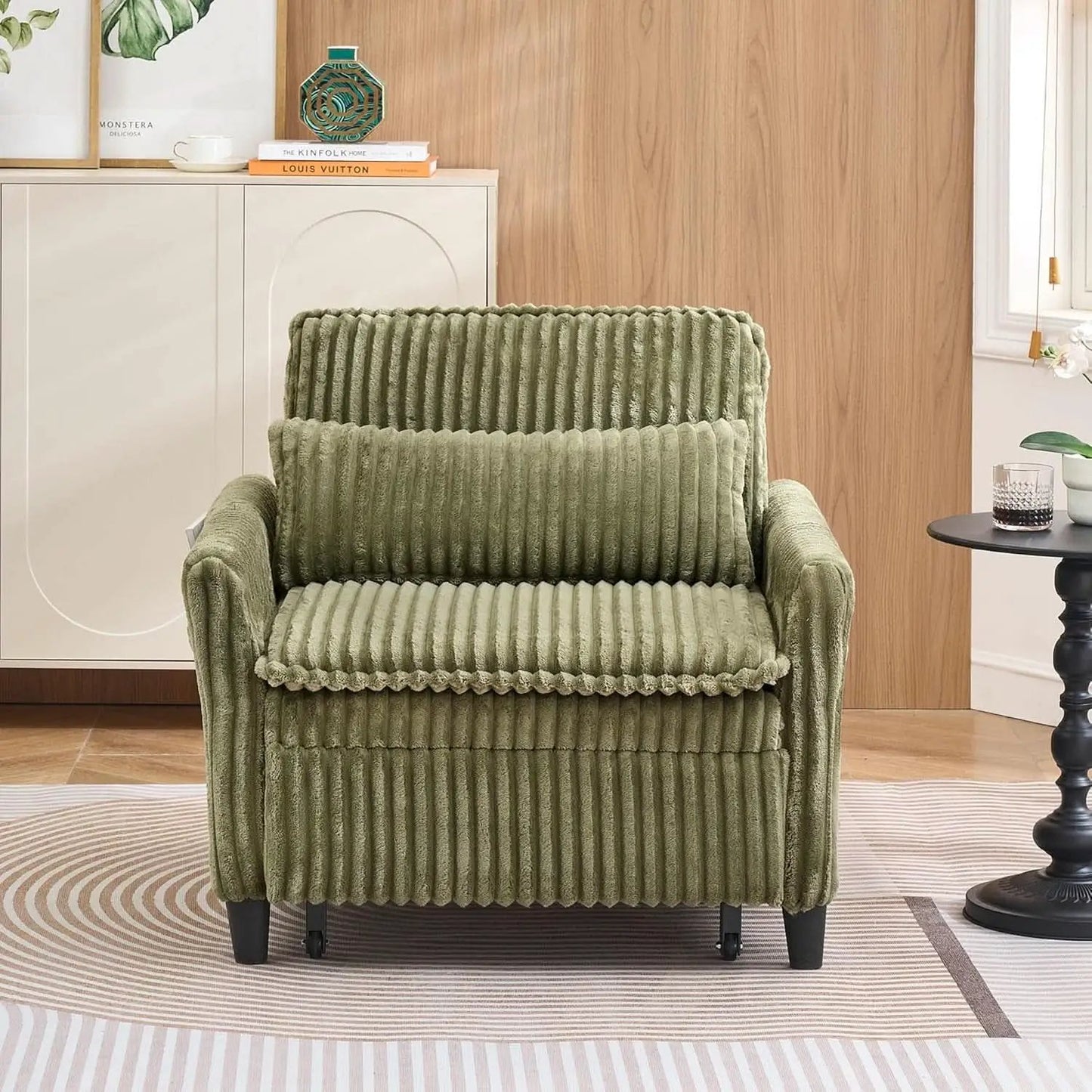 Corduroy Convertible Sofa Bed With Forest Green Fabric from PriceLows™