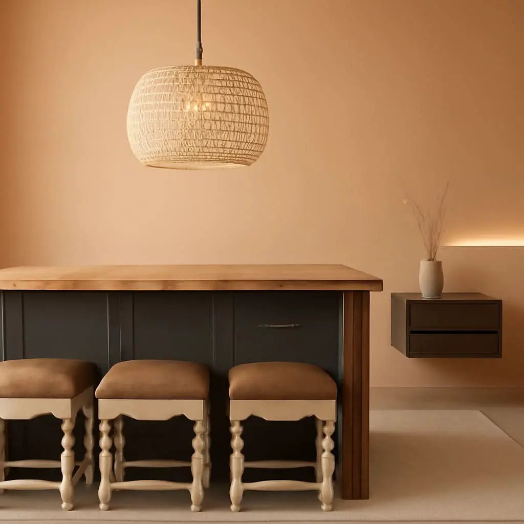 Rattan Farmhouse 5 Light Chandelier With Fabric Shade from PriceLows™