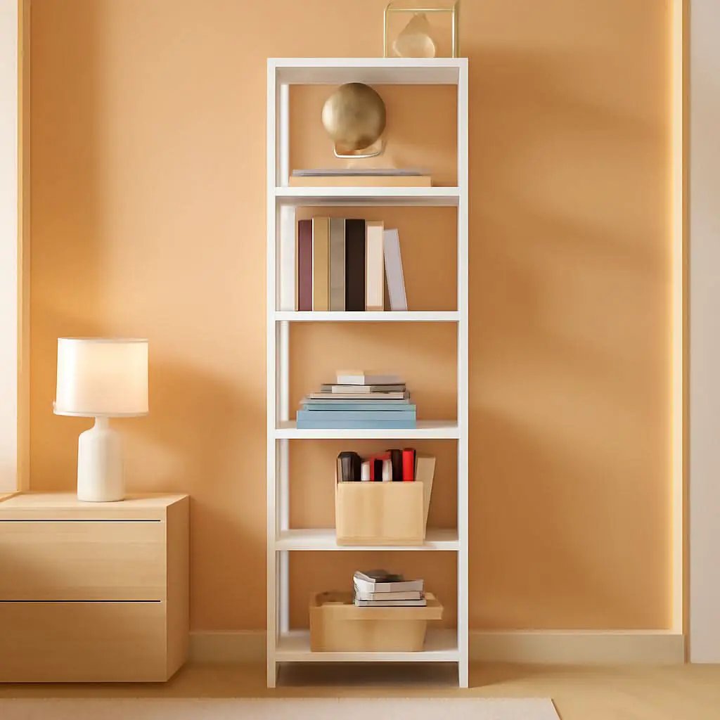 Six Tier Tall White Bookshelf For Small Spaces Living Room from PriceLows™