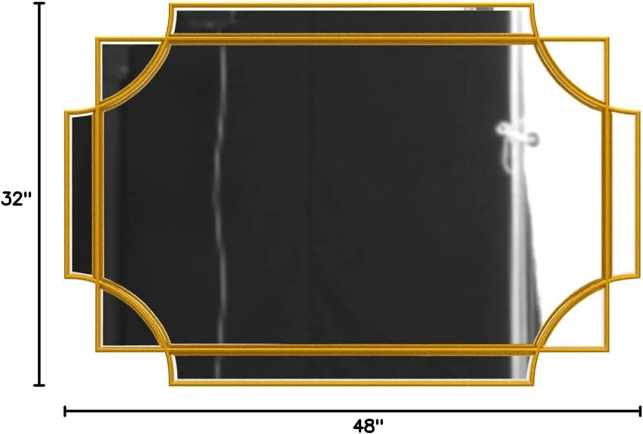 32x48 Inch Gold Wall Mirror Beveled Full Length Mirror from PriceLows™