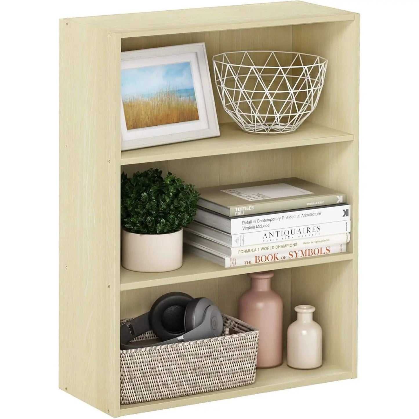 Pasir 3-Tier Open Shelf Bookcase Maple 22.7W X 9.7D X 31.5H from PriceLows™