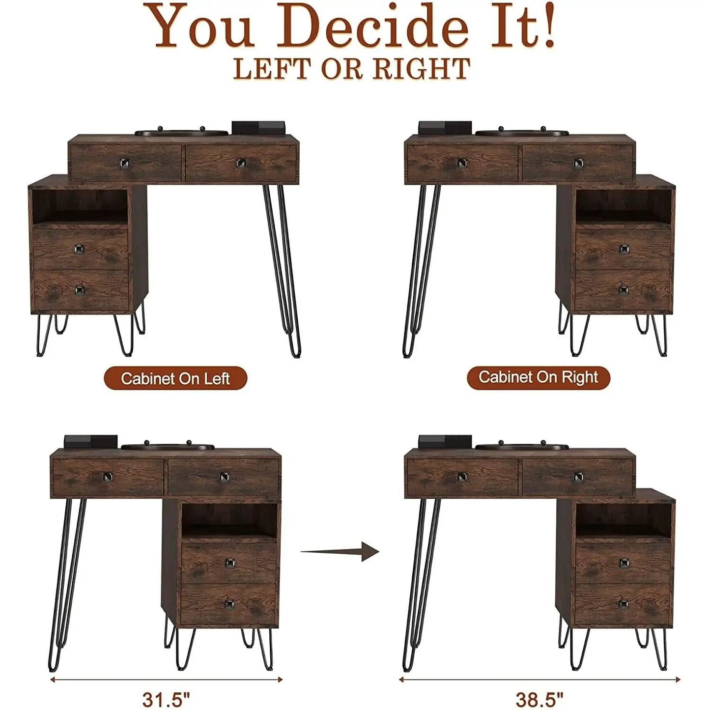 Vanity Desk Set With Drawers And LED Lighted Mirror from PriceLows™