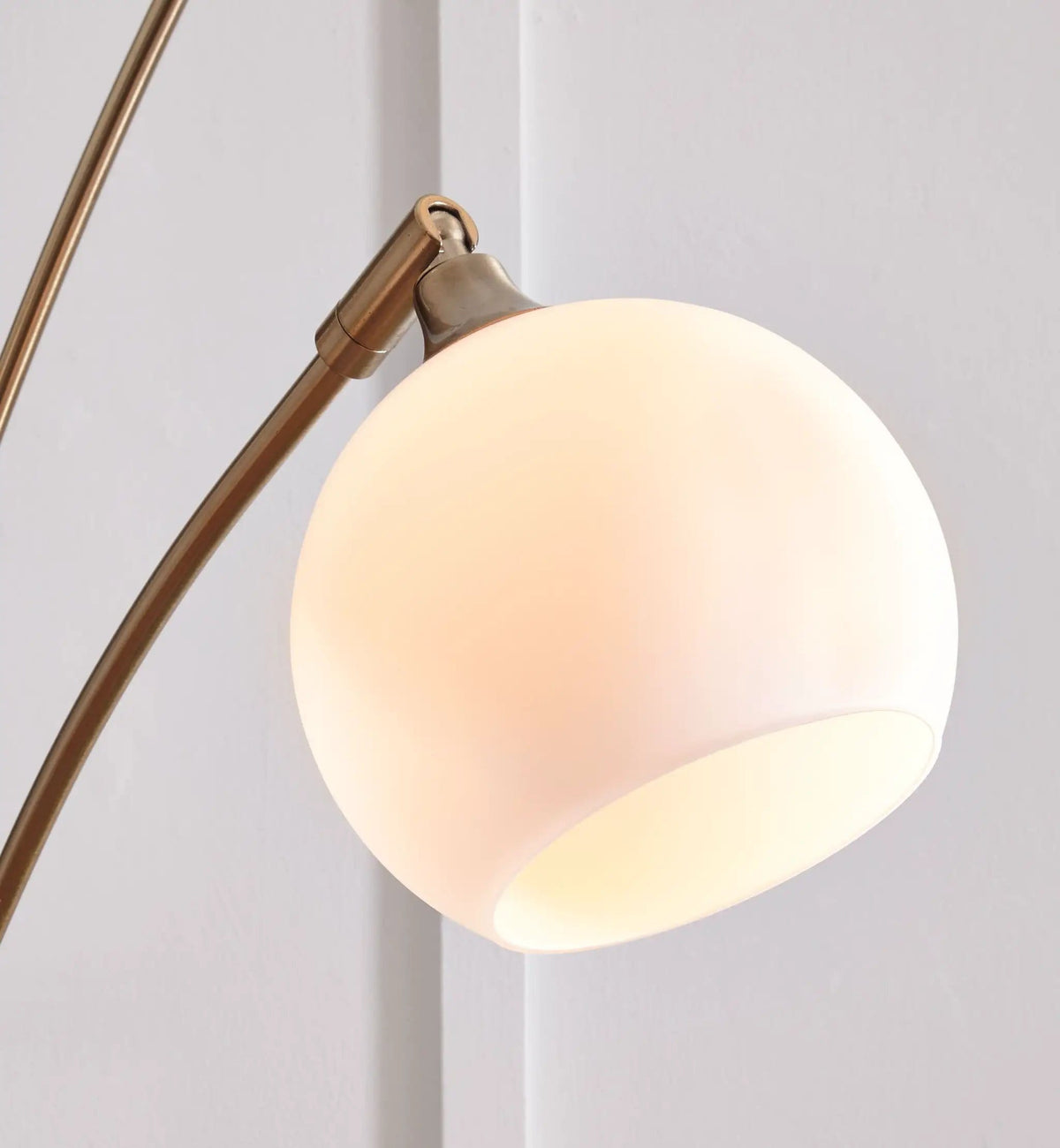 Taliya Metal Arc Lamp | 13.75 x 28 x 95 in | Marble & Glass | Champagne / White