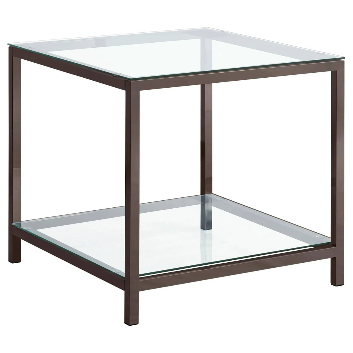Trini 1-shelf Glass Top Side End Table Black Nickel | 24 x 26 x 23 in | Tempered Glass & Steel | Living Room