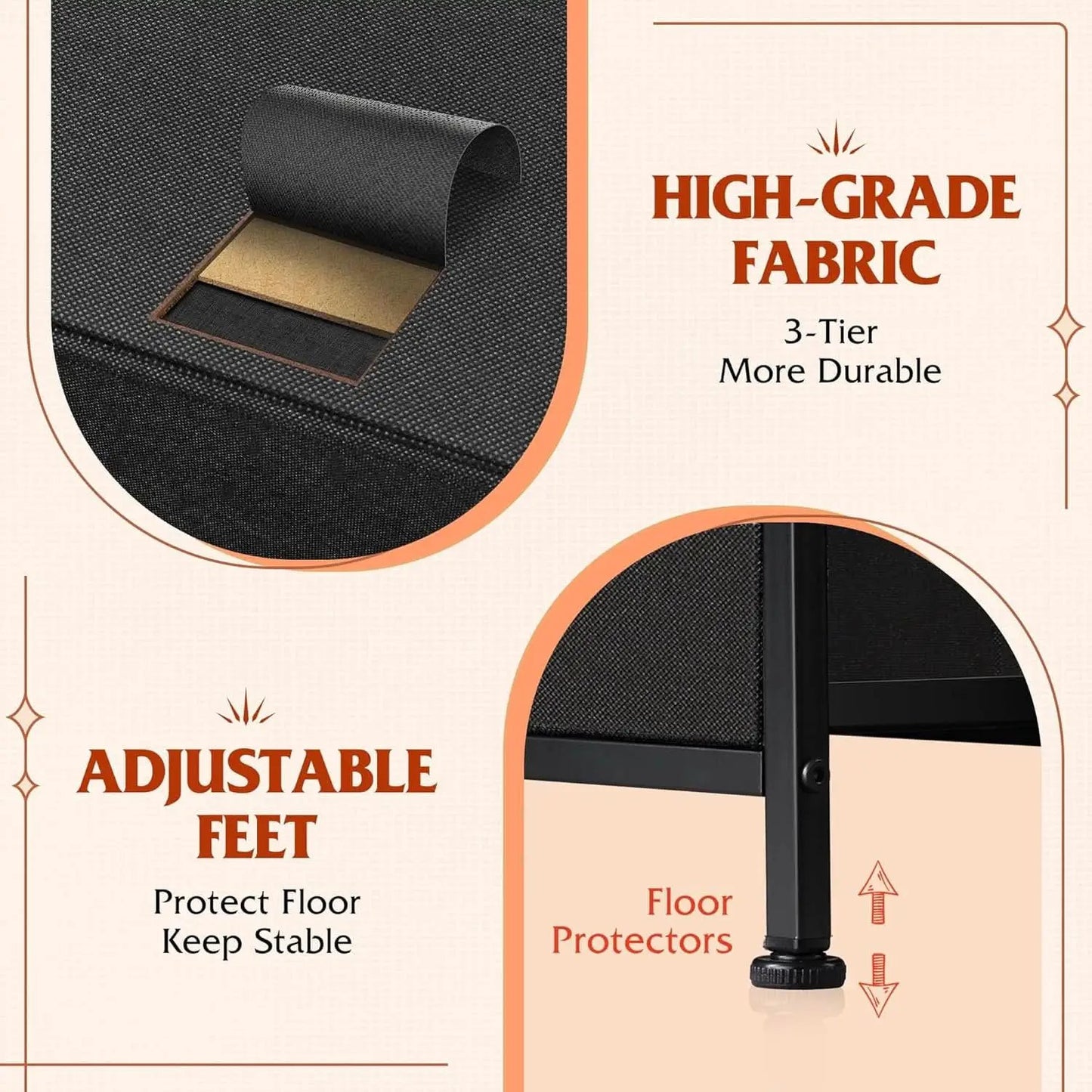 Charcoal Black Fabric Dresser With 5 Drawers For Bedroom Storage from PriceLows™