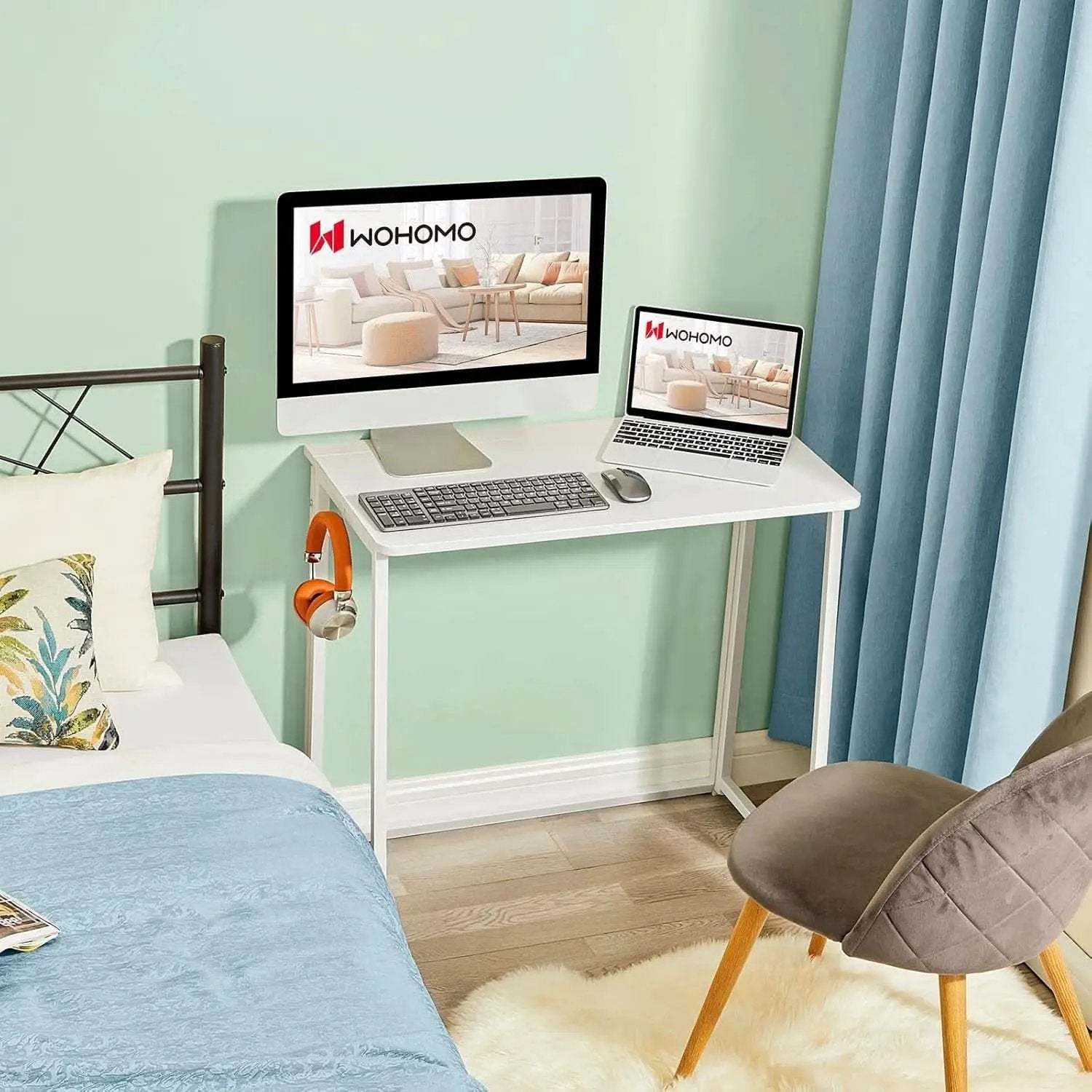 31.5 Inch Folding Desk White For Small Spaces Home Office from PriceLows™