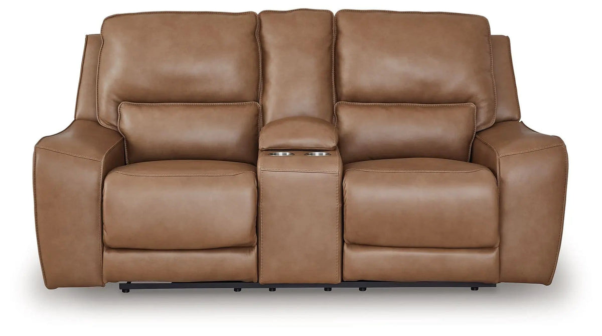 DeepWakes Power Reclining Loveseat / Console / Adjustable Headrest | 2 Pieces | Leather | Living Room