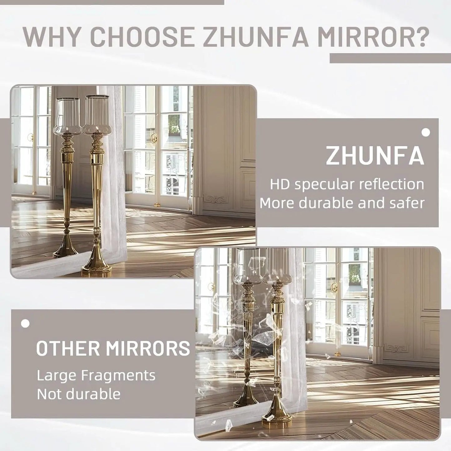 Arched Full Length Mirror With Solid Wood Frame 71x32 Rustic White from PriceLows™