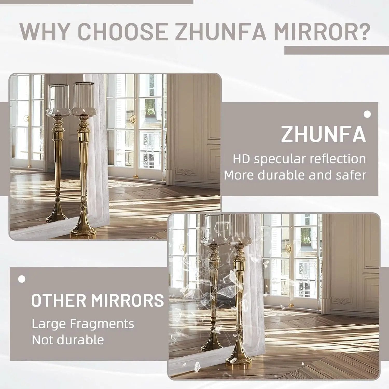 Arched Full Length Mirror With Solid Wood Frame 71x32 Rustic White from PriceLows™