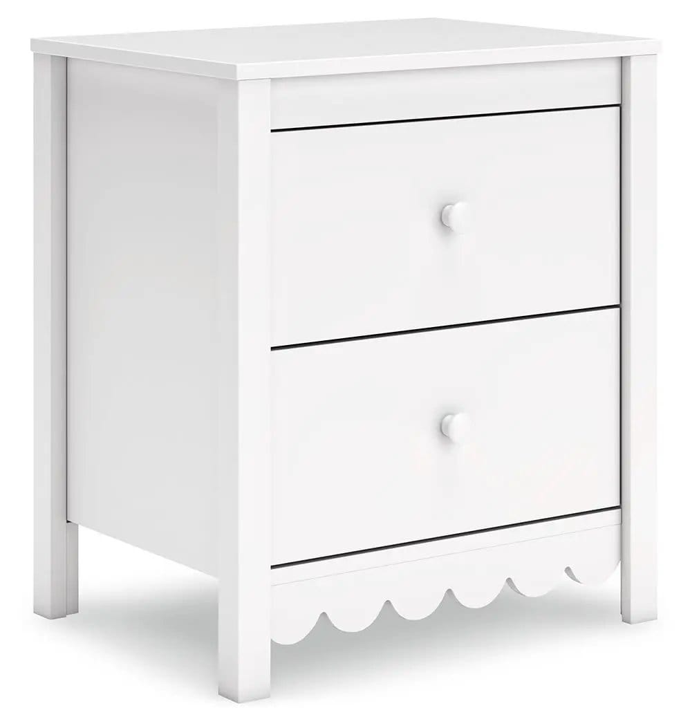 Hallityn Two Drawer Night Stand Nightstand | 21.34 x 15.94 x 24.37 in | Engineered Wood & Mdf | White
