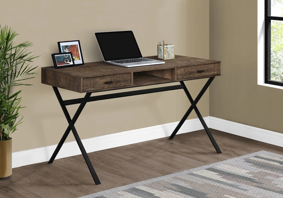 Glossy Contemporary Computer Desk | Thick Panel Tabletop | Storage Drawers | 29.25 Inch Height