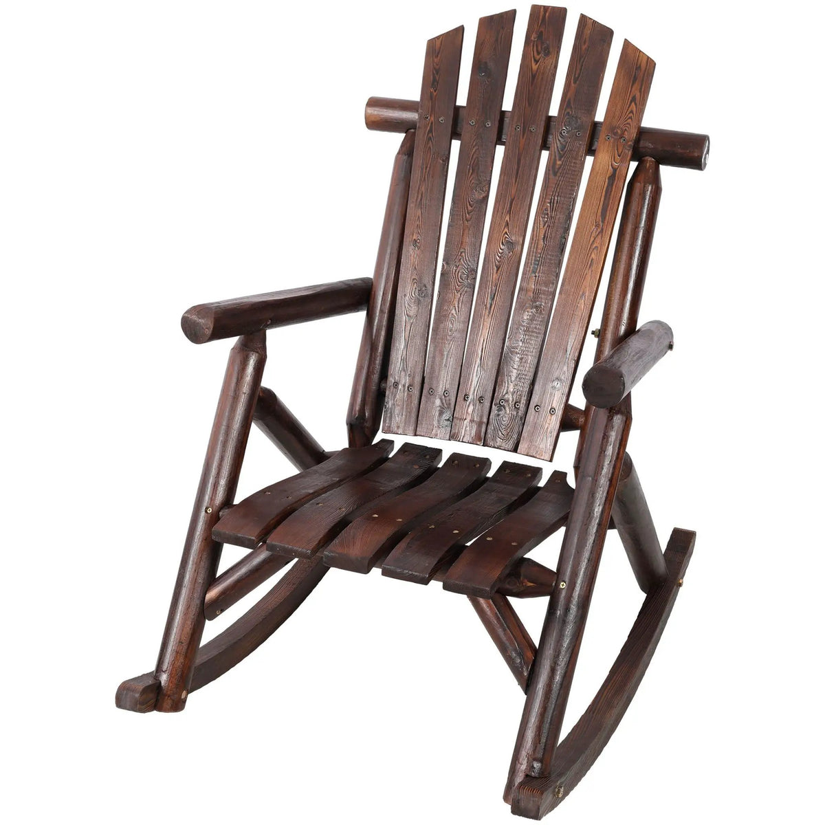 Wooden Porch Rocker | Fir Log Rocking Chair | Ergonomic Design | Indoor Outdoor Use