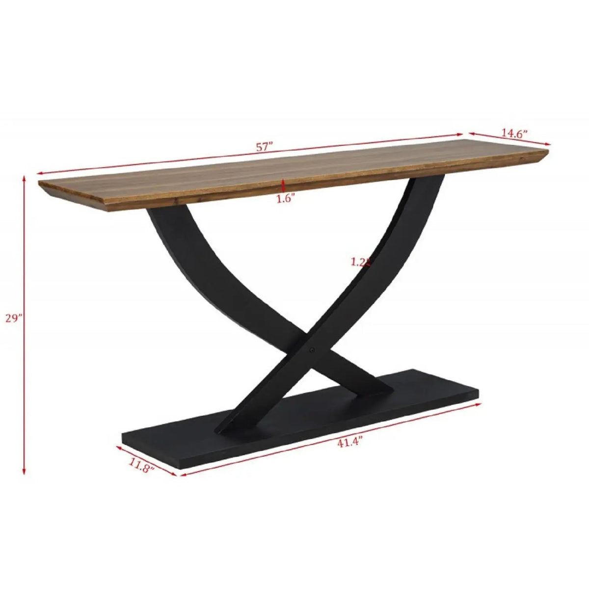 Entryway Console Table | Acacia Wood | Cross Legs | Natural Espresso