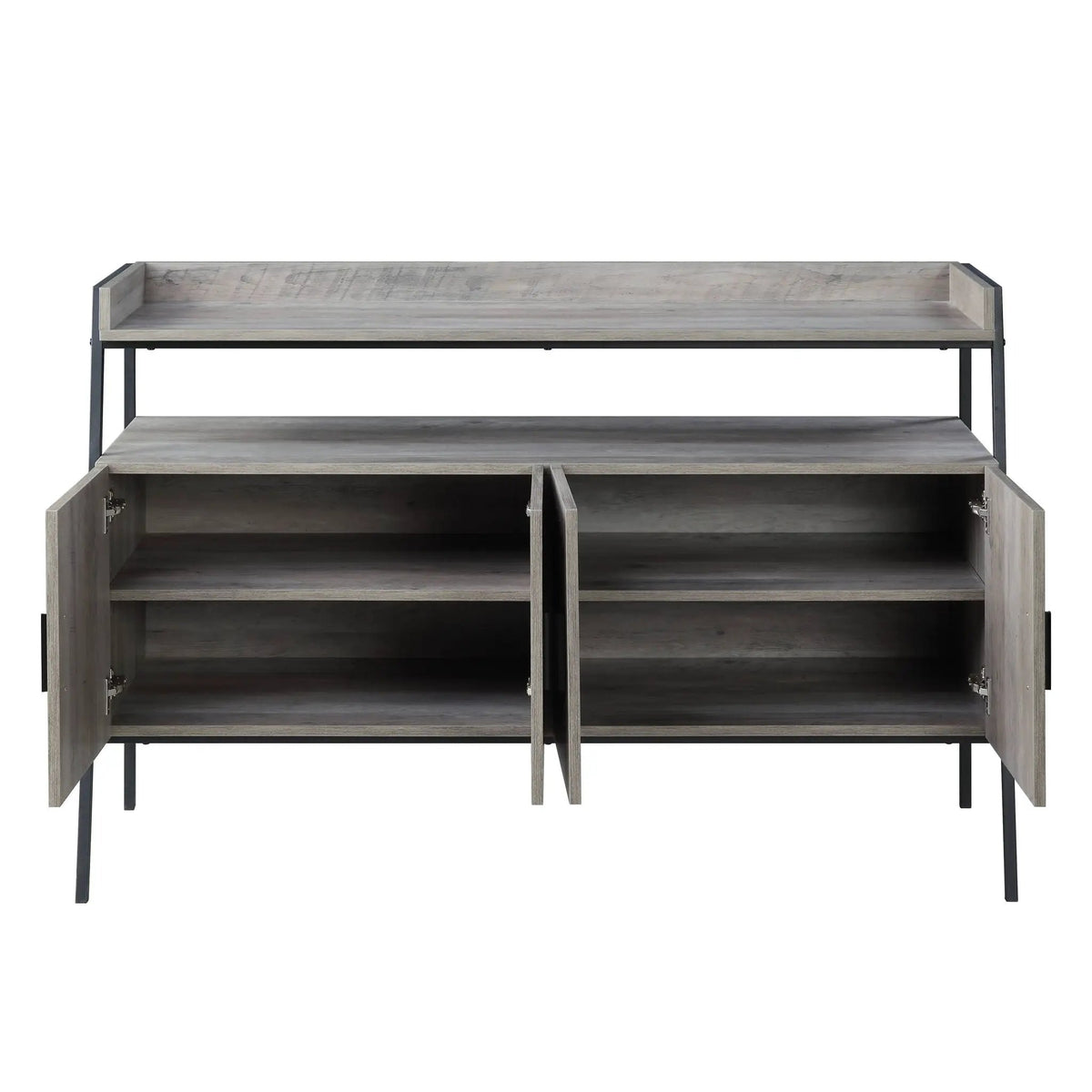 Samiya TV Stand | Gray Oak And Black Finish | Composite Wood Metal And MDF | 52 Inch Width