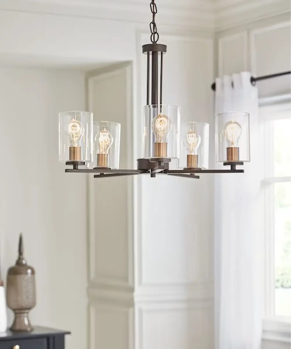 Chandelier | 5-Light | Olde Bronze Finish | Clear Glass
