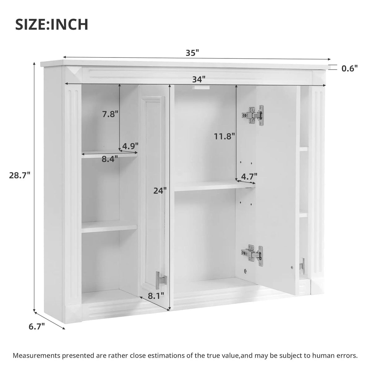 Wall Mounted Medicine Cabinet | Soft Closing Hinges | Adjustable Shelf | White
