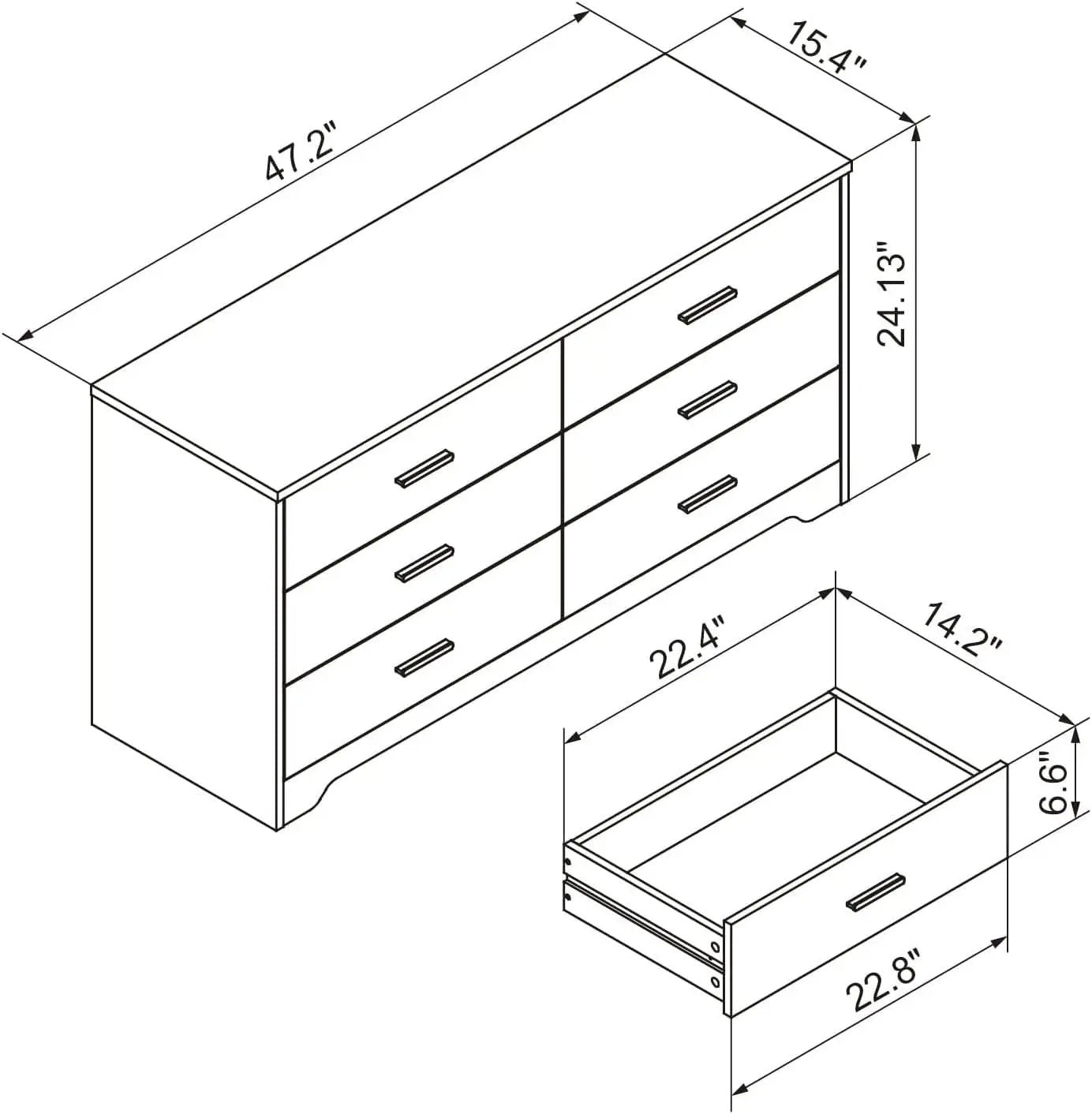 White Wooden 5 Drawer And 6 Drawer Dresser With Side By Side Layout from PriceLows™