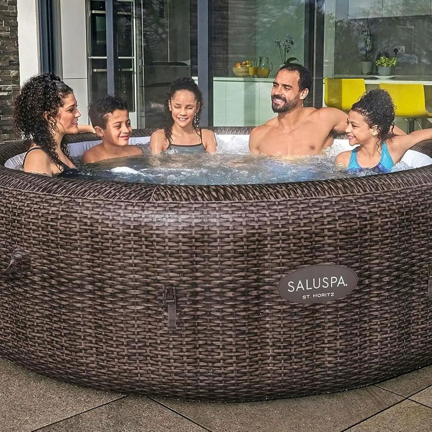 7 Person Round Inflatable Hot Tub With 180 Jets Spa from PriceLows™