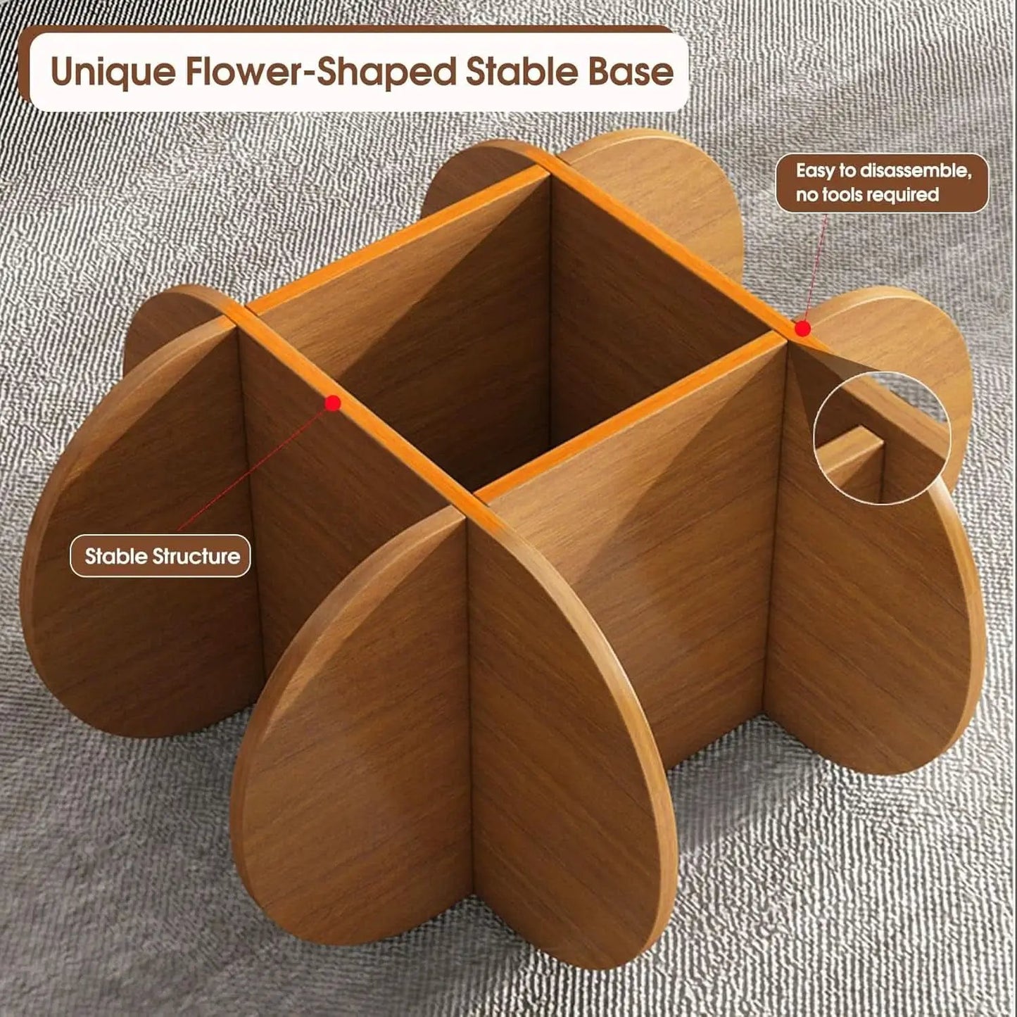 Contemporary Circular Glass Coffee Table Wooden Legs from PriceLows™