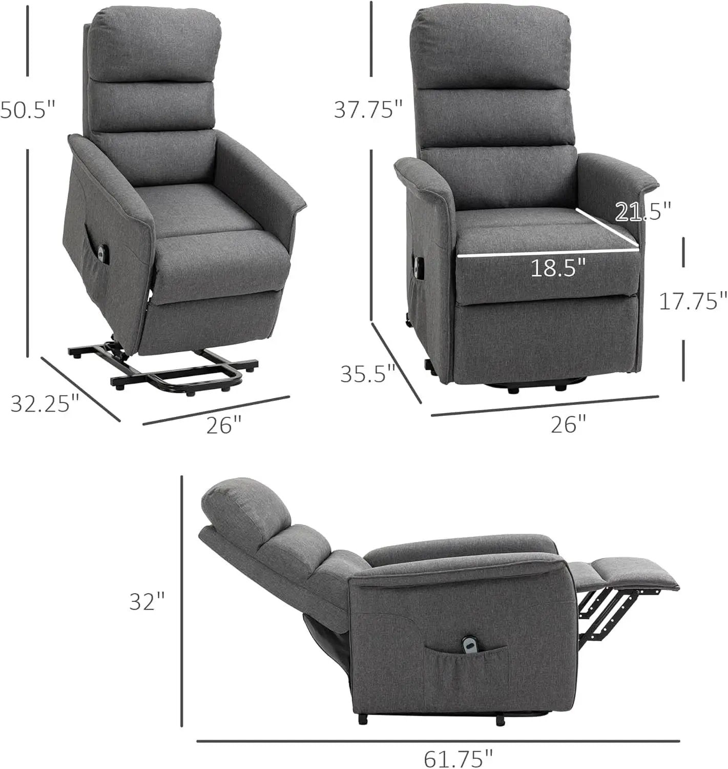 Power Lift Recliner Chair Gray With Remote Control from PriceLows™