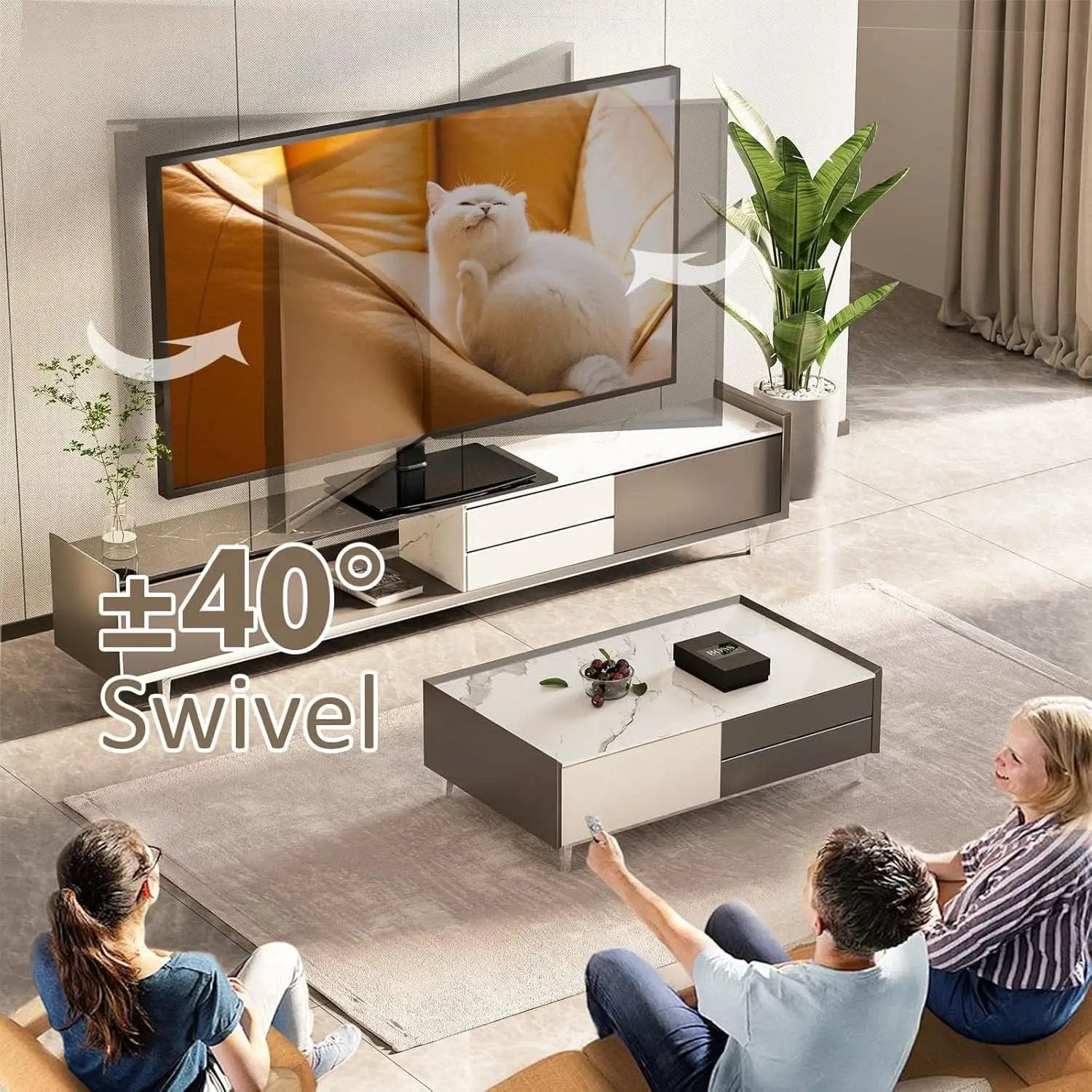 Universal Swivel TV Stand For 32 To 65 Inch TVs With 80 Degree Swivel from PriceLows™