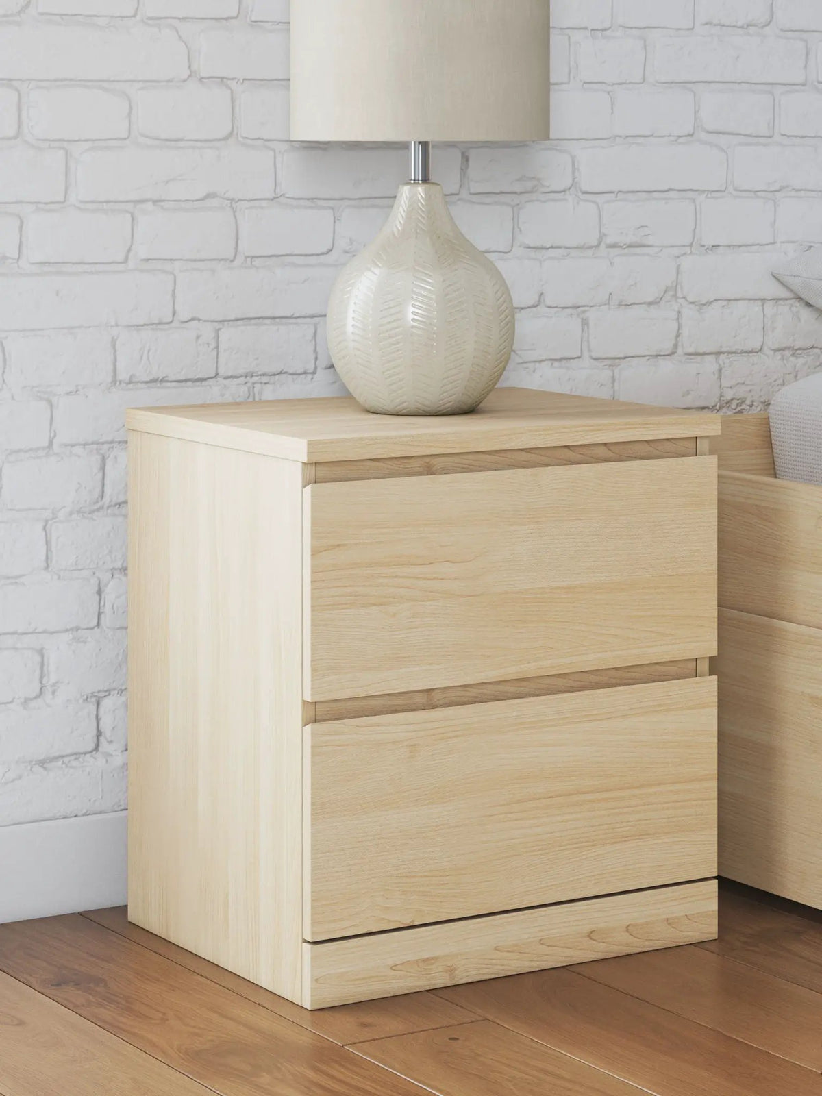 Onita Two Drawer Nightstand | Minimal Design | Hardware-Less Look | Relaxed Finish