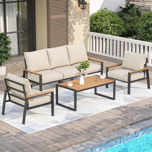 Stylish Four Piece Outdoor Patio Furniture Conversation Set from PriceLows™