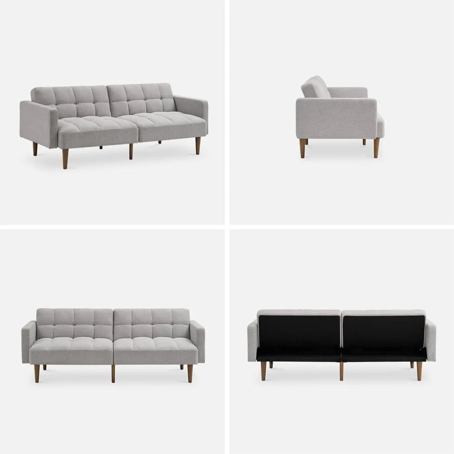 Gray Fabric Twin Futon Sofa Bed With Arms For Small Rooms from PriceLows™