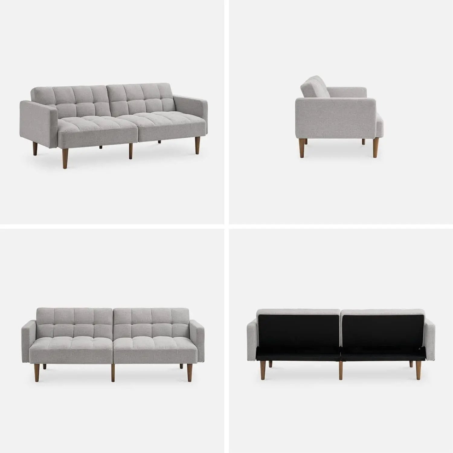 Gray Fabric Twin Futon Sofa Bed With Arms For Small Rooms from PriceLows™