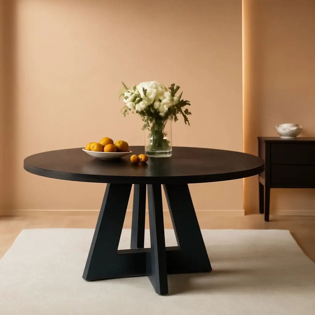 Farmhouse Round Dining Table 47 Inch Black For Four from PriceLows™
