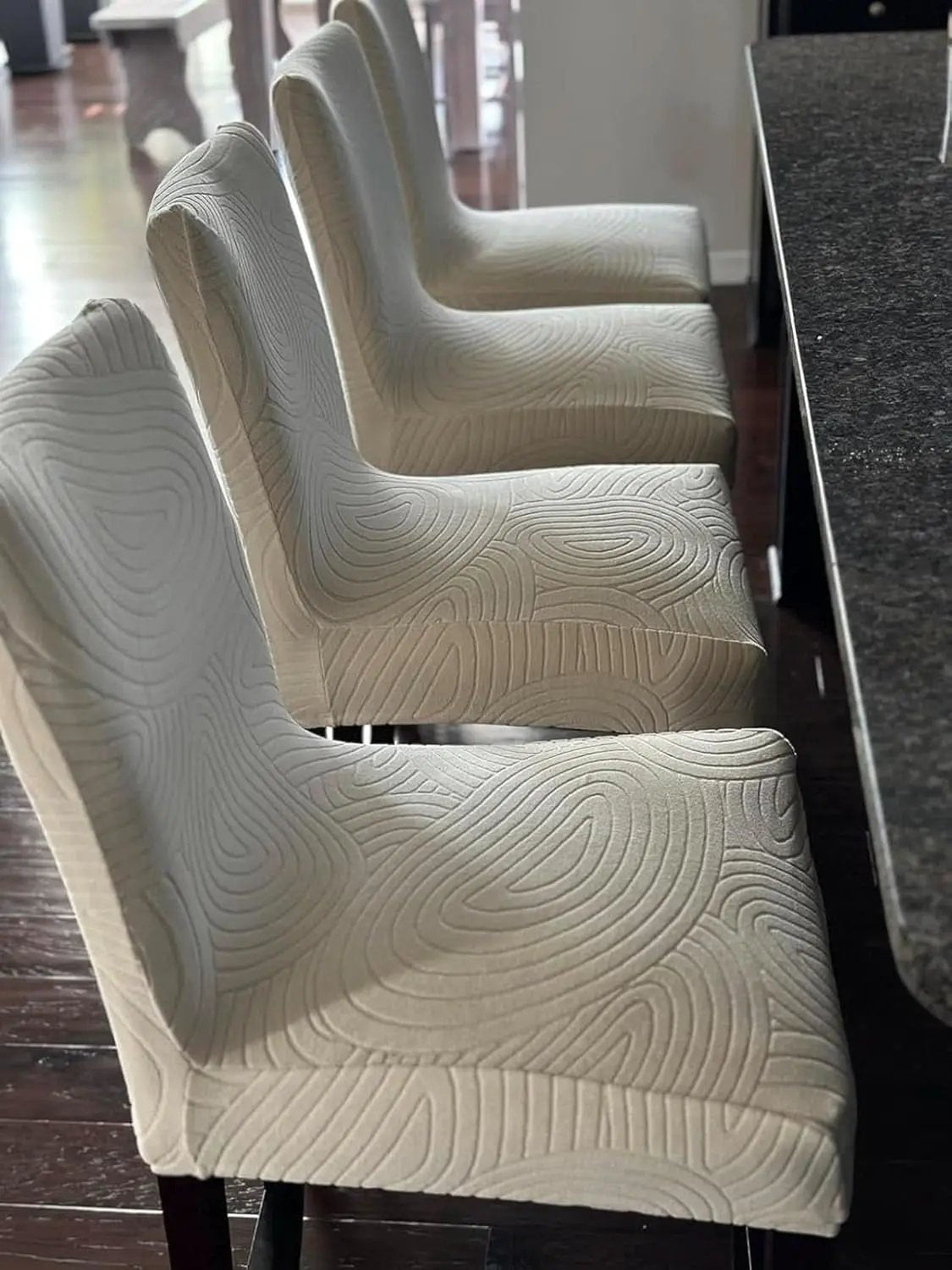 Water Repellent Bar Stool Covers Set Of 4 Beige Ripple Jacquard from PriceLows™