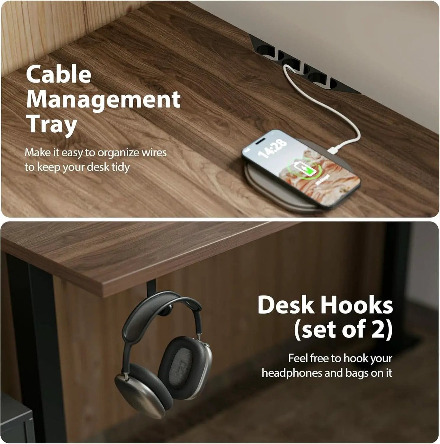 L Shaped Electric Standing Desk 63 By 55 Inch Dark Walnut from PriceLows™