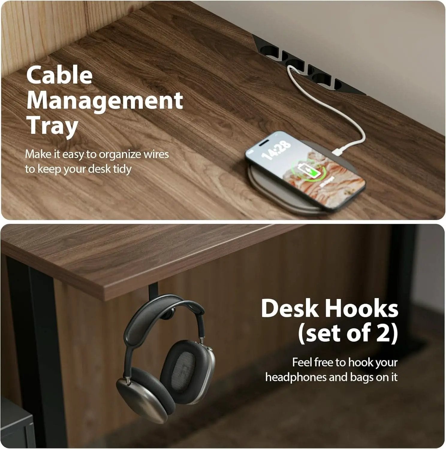 L Shaped Electric Standing Desk 63 By 55 Inch Dark Walnut from PriceLows™