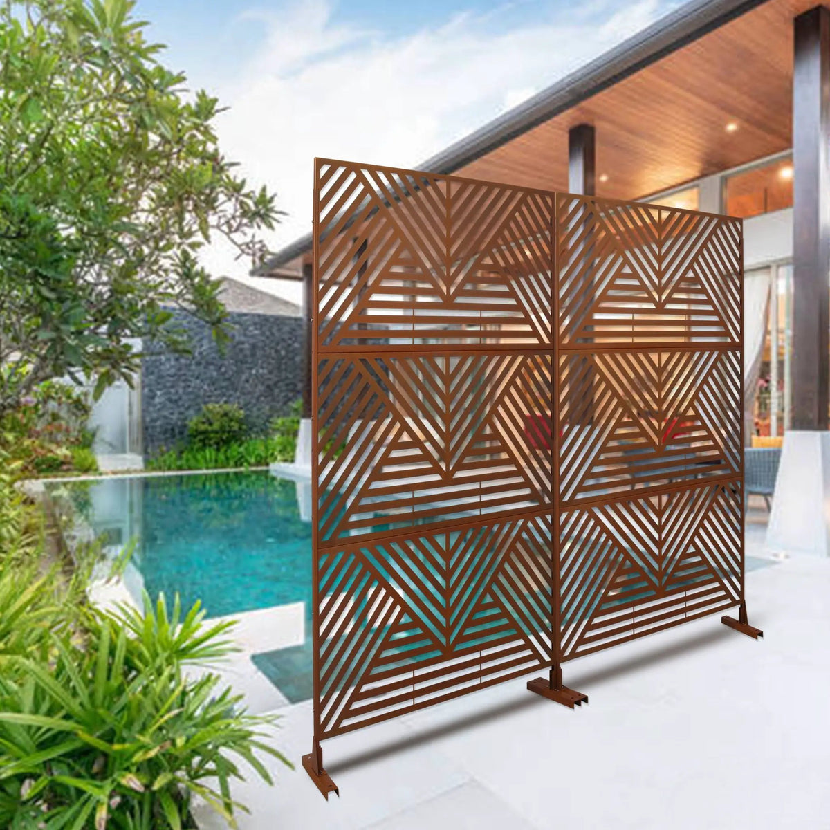 Freestanding Metal Privacy Screen | Outdoor | Indoor Decor Divider