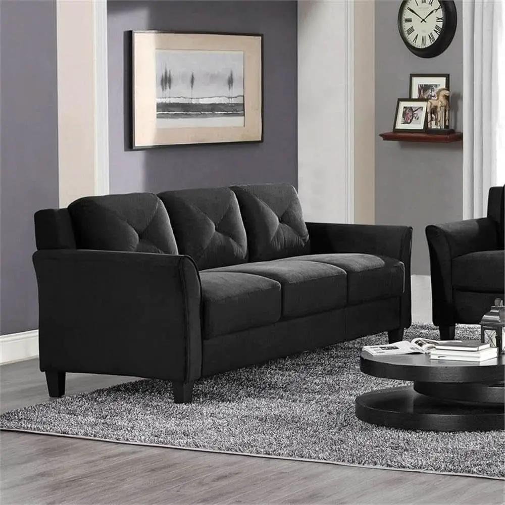 Two Piece Polyester Microfiber Upholstered Sofa Set With 78 Inch Wide Sofa And 56 Inch Wide Loveseat In Black from PriceLows™