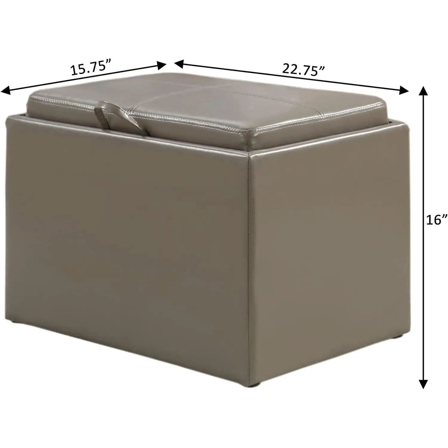 Gray Storage Ottoman With Reversible Tray Top Modern Design from PriceLows™