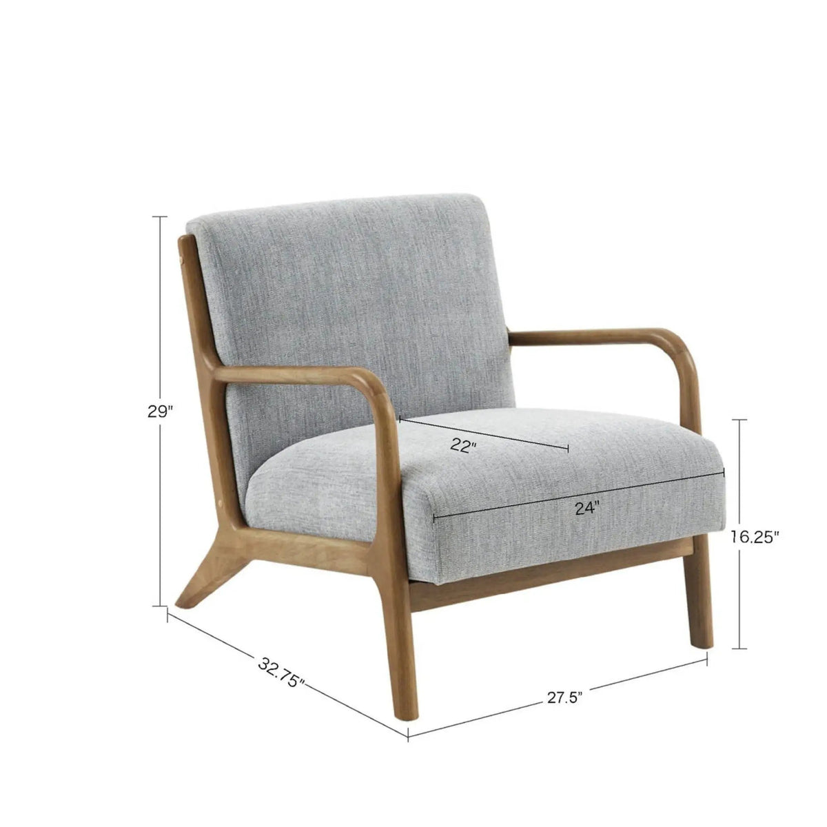 Mid Century Lounge Chair | Solid Wood Frame | High Density Foam | Elm Finish