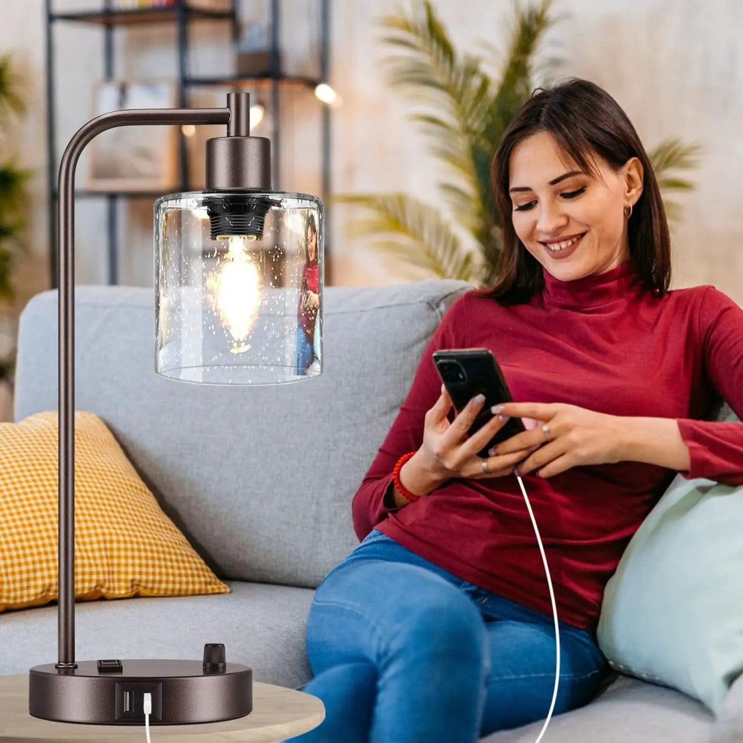 Oil Rubbed Bronze Table Lamps Set Of Two With USB Ports from PriceLows™