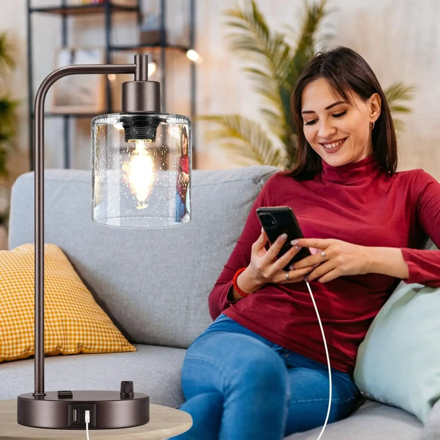 Oil Rubbed Bronze Table Lamps Set Of Two With USB Ports from PriceLows™