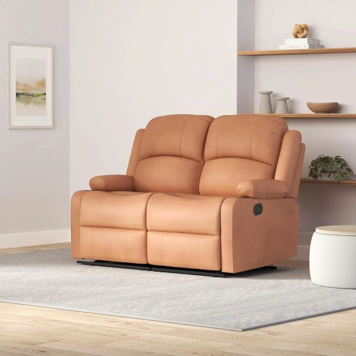 58 Inch Wall Hugger RV Theater Recliner Sofa Sand Double from PriceLows™