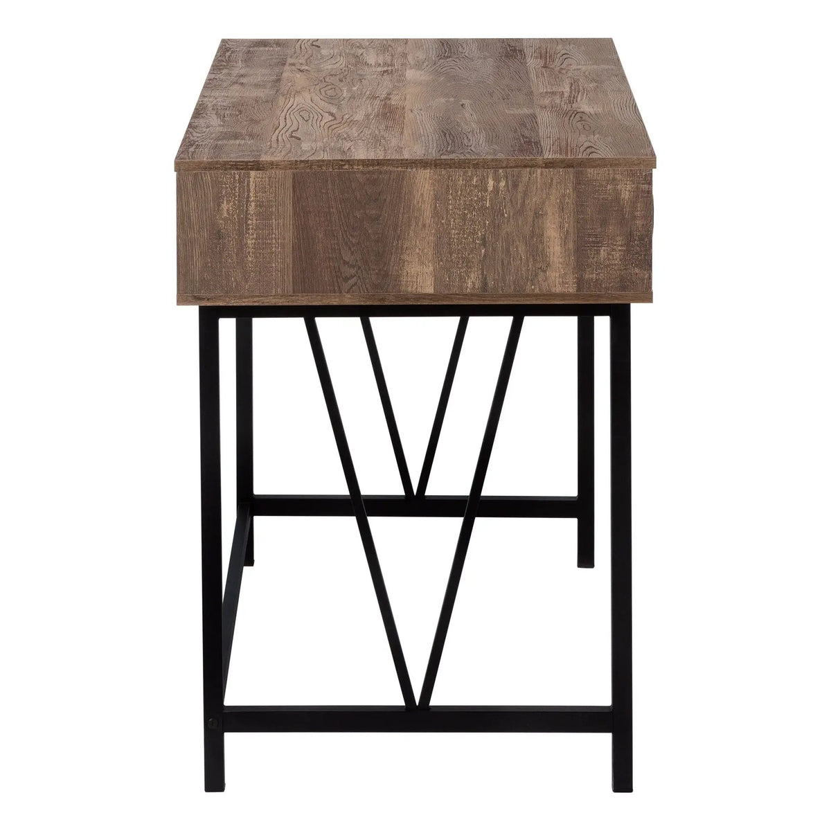 Transitional Computer Desk | Thick Paneled Design | Two Side Drawers | Metal Glides