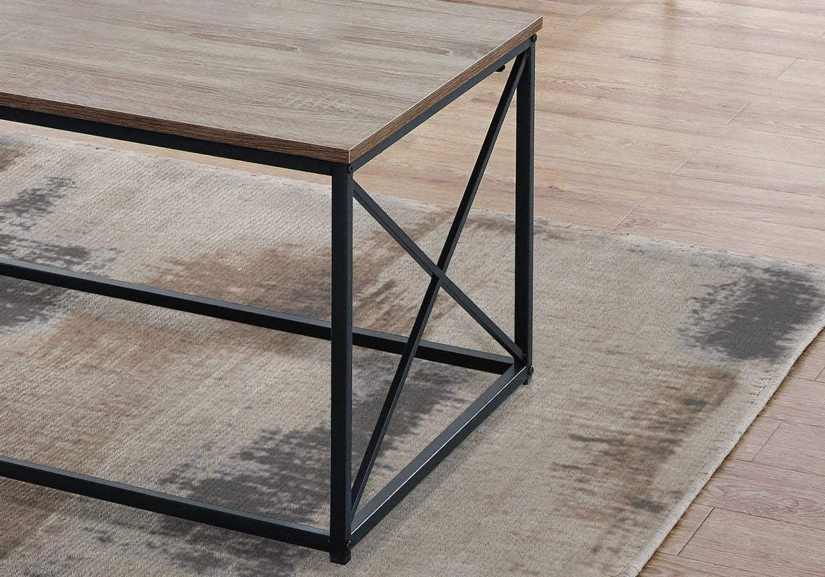3 Pieces Table Set, Coffee, End, Side, Accent Brown / | 3-Piece Set | Metal & Wood | Black