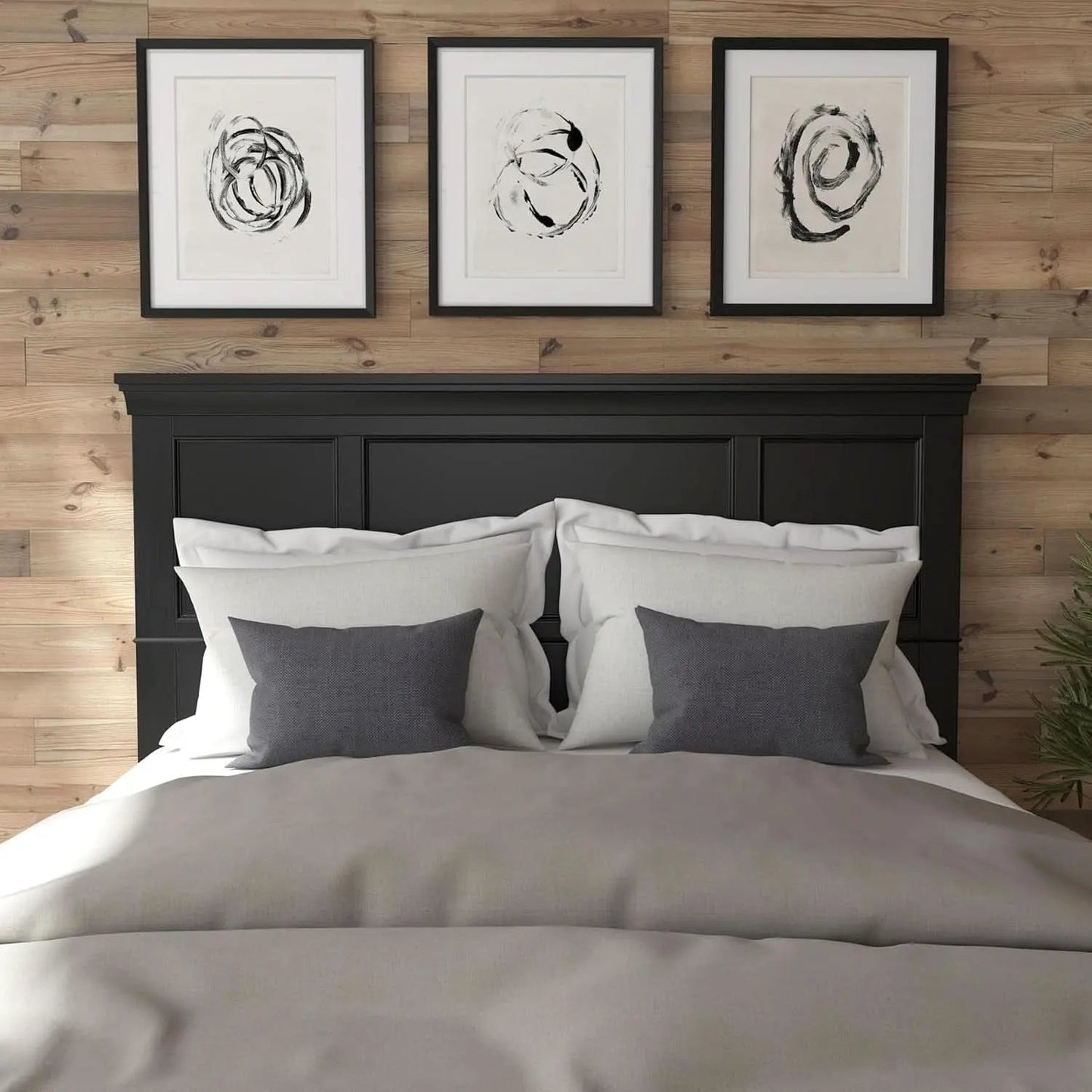 Stylish Black Queen Headboard with Raised Panel Design from PriceLows™