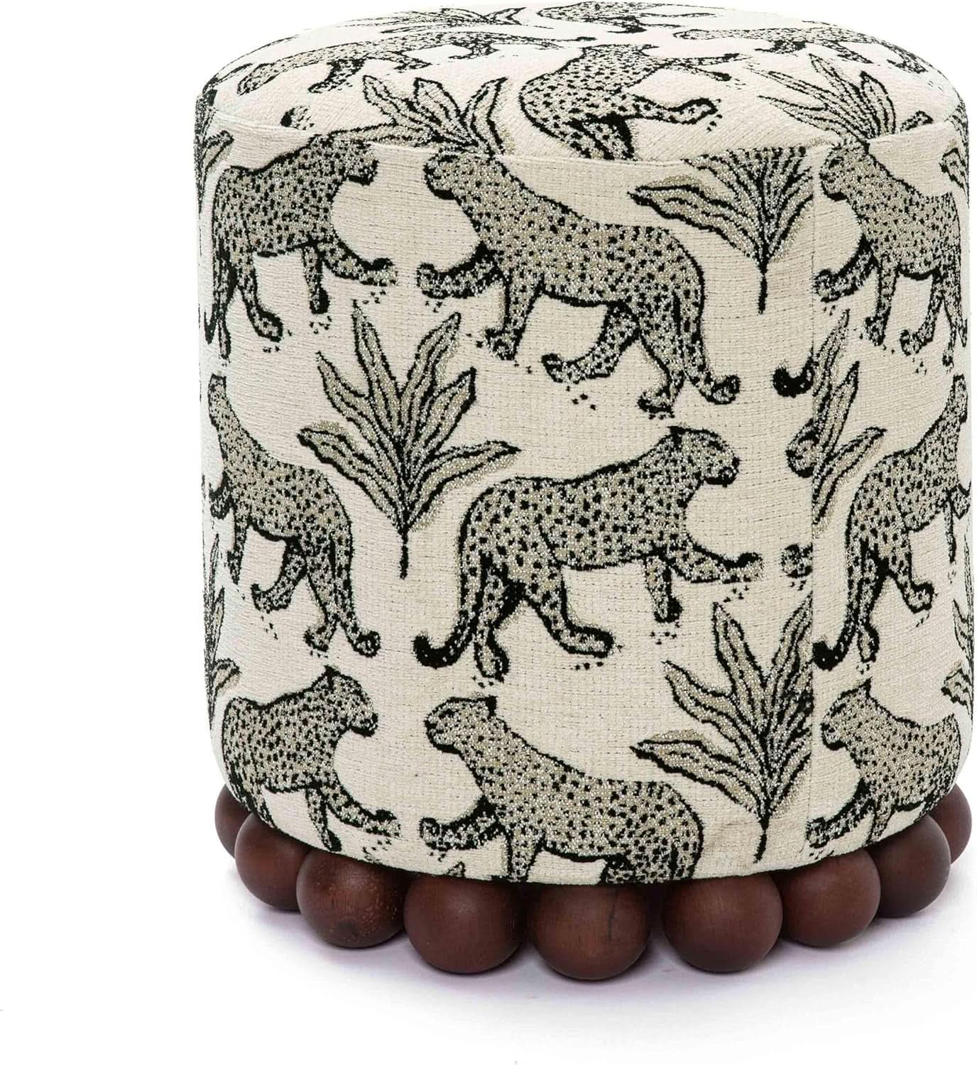 Dex Taupe Leopard Jacquard Ottoman Fully Assembled from PriceLows™