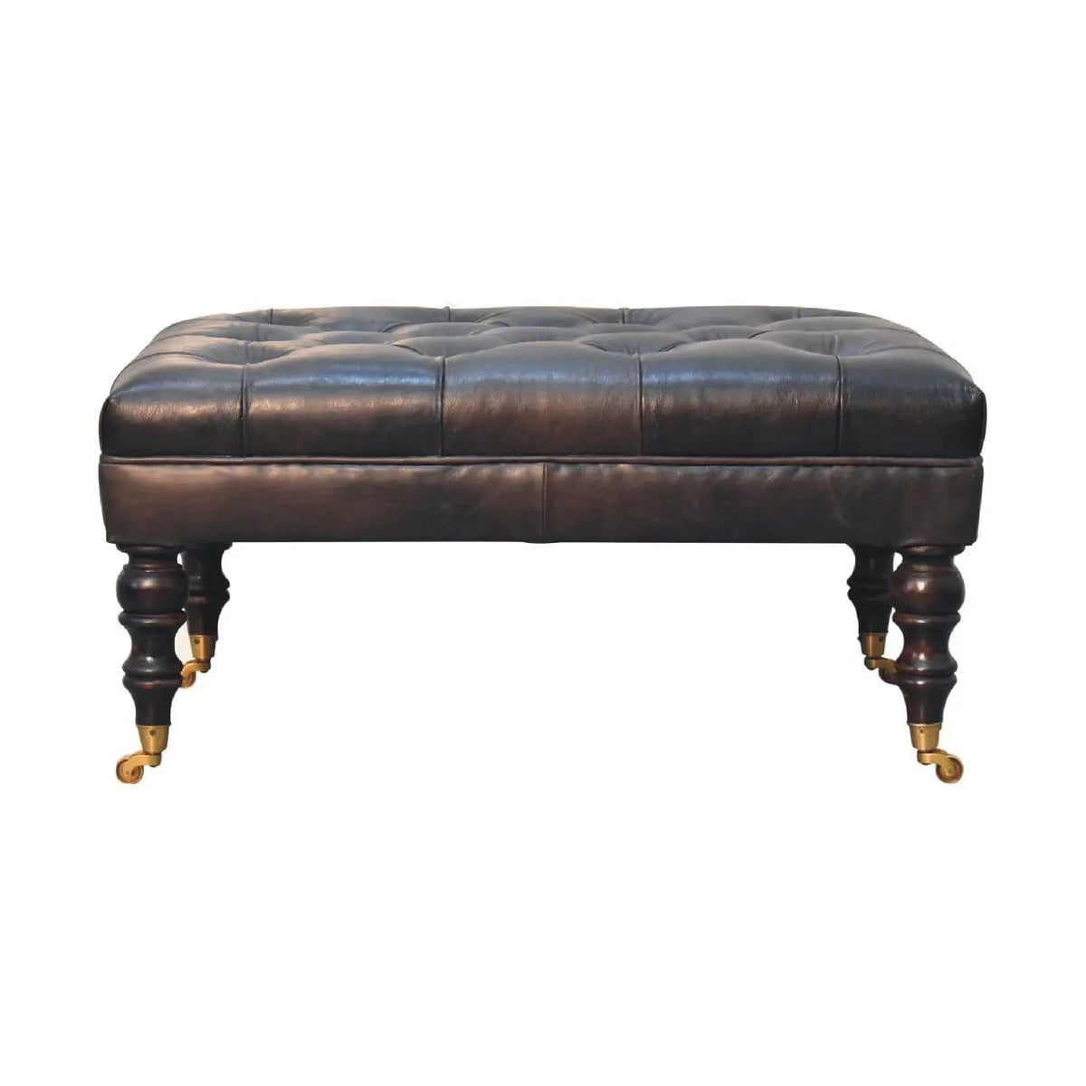 Buffalo Ottoman With Castor Legs | 7 Pieces | Mango Wood | Living Room